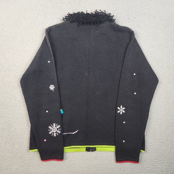 Karen Scott Christmas Sweater Womans Large PL Cardigan Snowman Ice Snow Winter - Picture 2 of 11